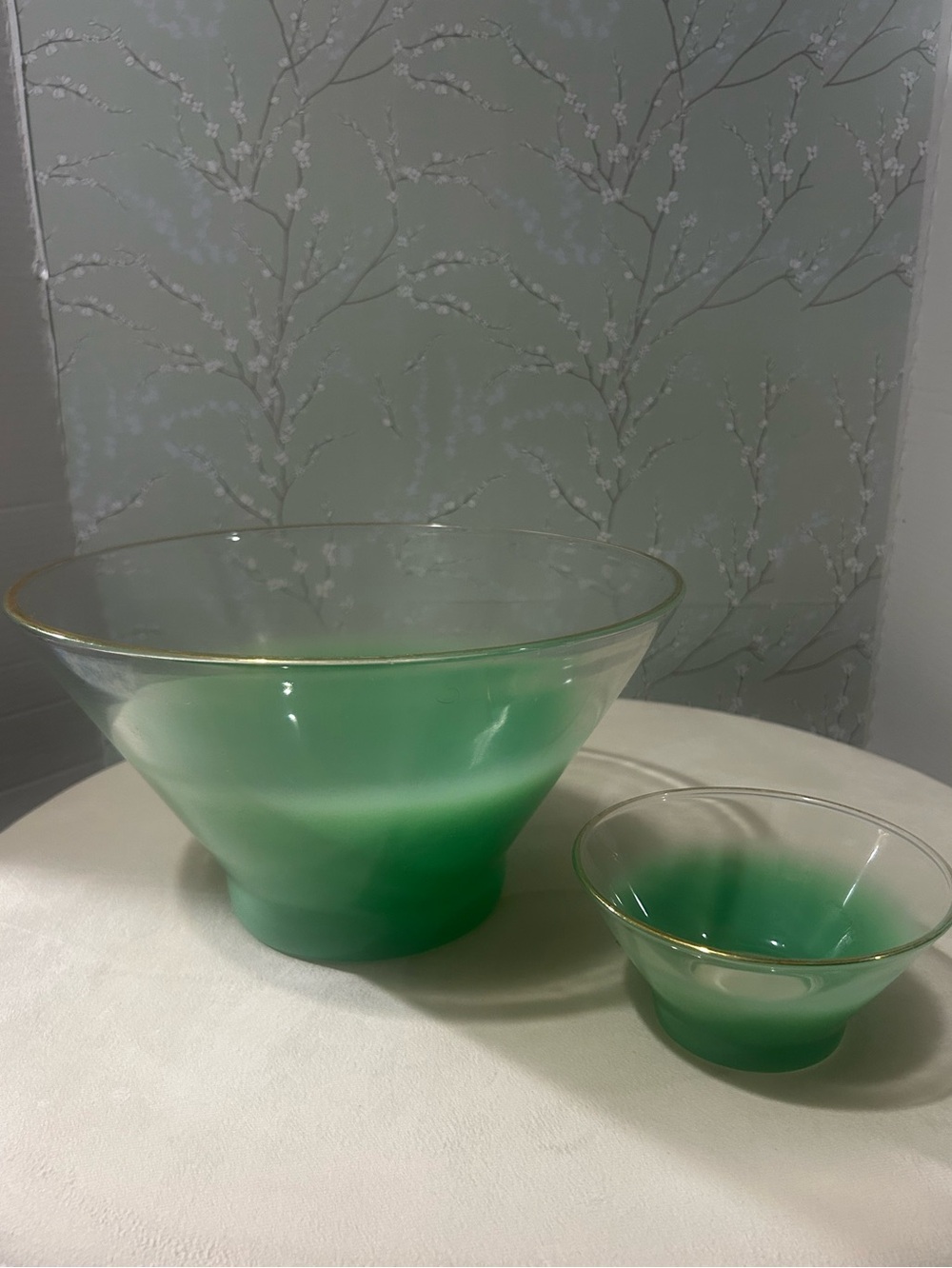 Vintage Wedt Virginia Blendo Serving Bowl Set with Gold Rim